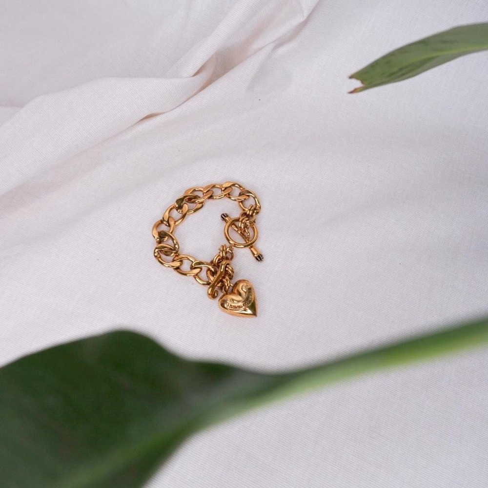 💋Juicy Couture Chunky Gold Tone Link Charm Bracelet